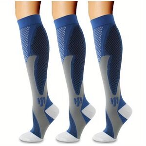 Unisex 20-30 mmHg Compression Socks XXL Knee High Medical Blue 1 Pair NEW